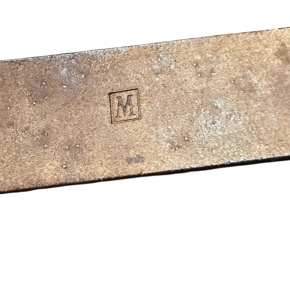 Fossil Womens Brown Leather Studded Turquoise Western Belt BT2404 Medium - Picture 9 of 11